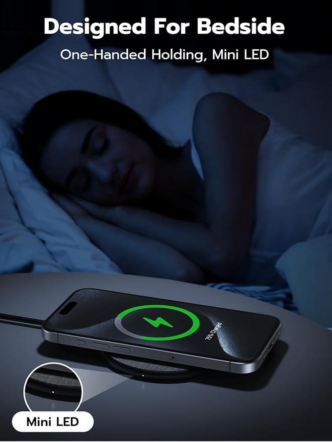 NewQ Wireless Charger for Samsung, 15W Max Wireless Charging Pad for iPhone 16 15 14 13 12 11 mini/SE/Pro/Max/Plus，Samsung Galaxy S23/S22/S21/S20/S10/S9/S8/S7/Note20/10/9/8, Google Pixel 8/7/6，1 Pack
