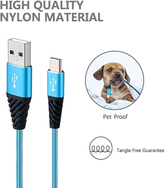 Bynccea USB C 10FT Type C Charger Cable 4-Pack Fast Charging Cord USB A to USB C Cell Phone Charger Nylon Braided Compatible with Samsung Galaxy S10 S9 S8 Note 10 9 Pixel LG V30