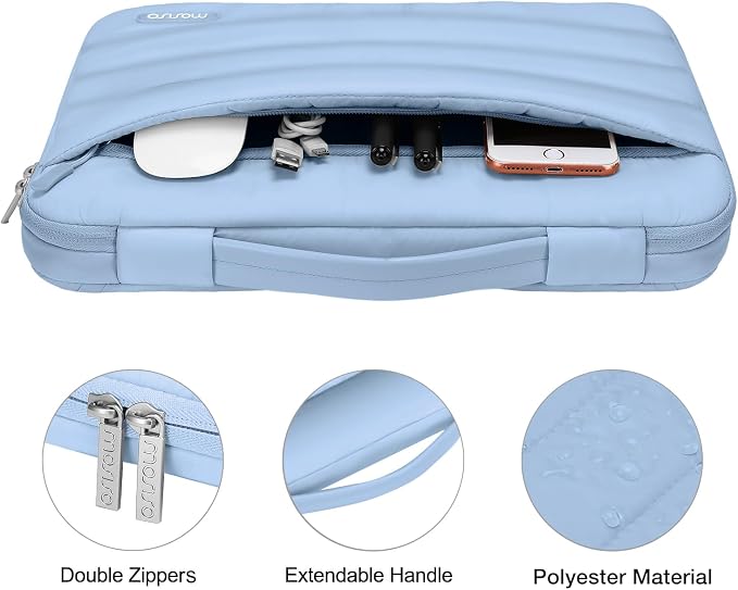 MOSISO Compatible with MacBook Air 15 inch Case M5 2026 M4 2025 M3 2024 M2 2023 A3448 A3241 A3114 A2941, Plastic Hard Shell Case&Puffy Sleeve Bag&Keyboard Skin&Webcam Cover&Screen Film, Air Blue
