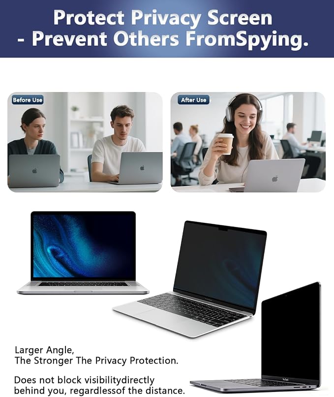 Magnetic Privacy Screen Protector for MacBook Air 13.6/13 Inch (2022-2026, M2, M3,M4,M5), Removable Matte Laptop Privacy Filter Shield with MacBook Air 13.6 Inch, Anti Blue Light and Glare