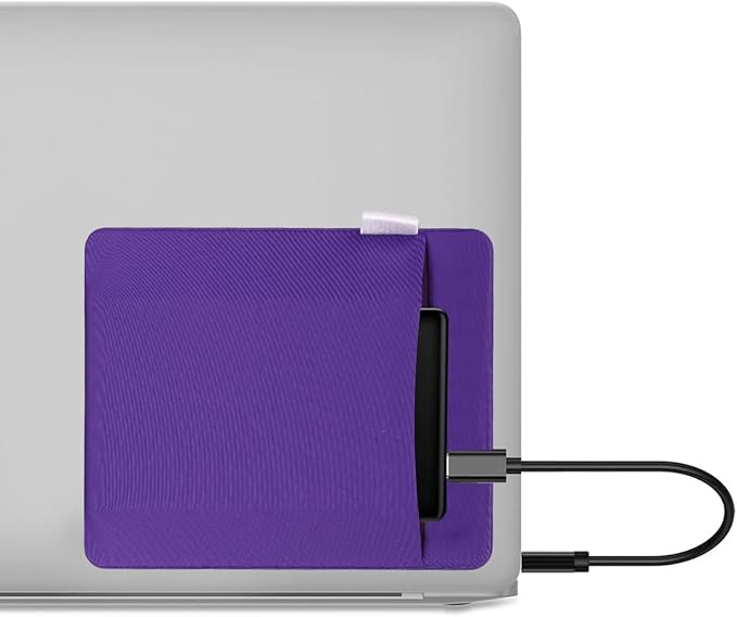 RIVEENY Pocket Pouch for Laptop with Reusable Adhesive, Portable Hard Drive Sleeve for Laptop, SSD Solid State Drive, Stick on External Hard Drive Carrying Case