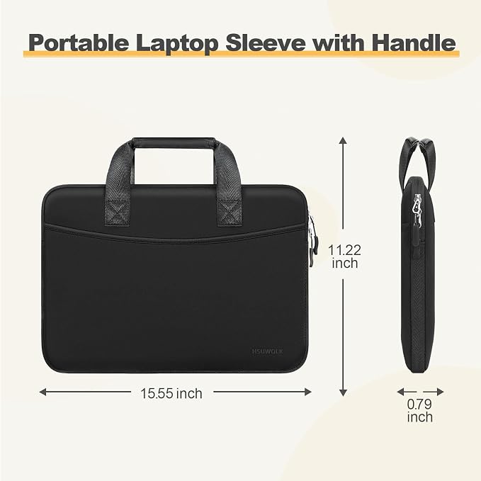 Laptop Case 16 inch,15-15.6 inch Laptop Sleeve Bag Compatible with MacBook Pro 16 M5 M4 M3 M2 M1,HP Dell Acer ASUS Lenovo Notebook,Neoprene Computer Bag with Handle&Curved Pocket, Black
