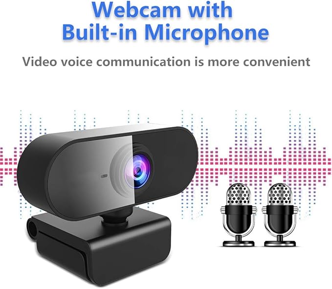 FWV Webcam with Microphone&1080P HD Web Cam,Stand for PC/MAC/Laptop/Desktop, Wide Angle Web Cameras for YouTube,Skype,Zoom,Xbox One,Video Calling,Studying and PS4
