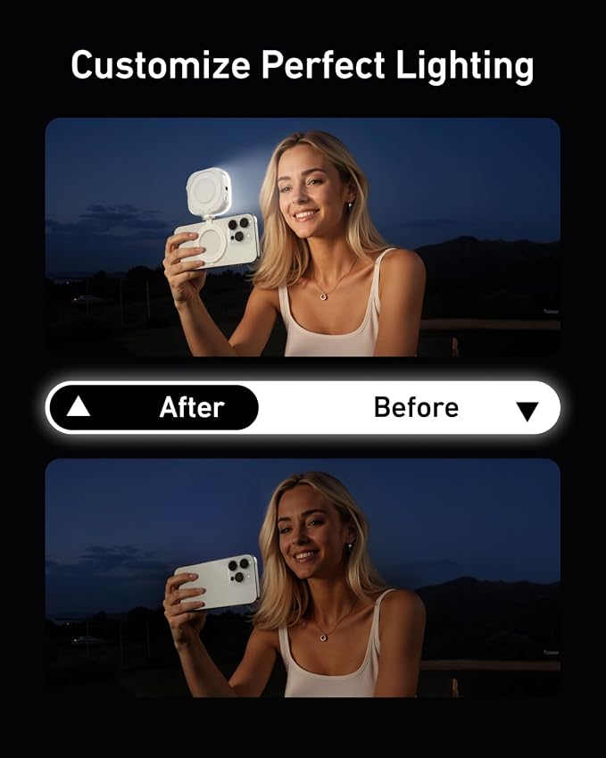 TELESIN Magnetic RGB Video Light for Phone/iPhone MagSafe/iPad/Laptop/Camera, Selfie Light 360° Full Color CRI 95+/2500-9000K Portable Photography Lighting w Clip, 2000mAh Rechargeable