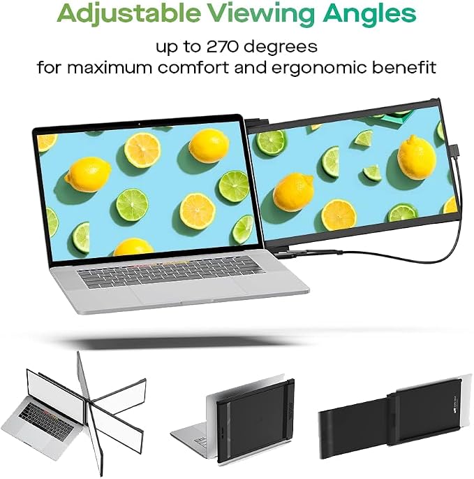 Mobile Pixels New Duex Max DS 14.1'' FHD 1080p Laptop Screen Extender, USB Type-C/HDMI Ports, Portable Monitor for 14'' to 17 Inch Laptops, Compatible with macOS/Windows/Apple/Android/Switch(Black)