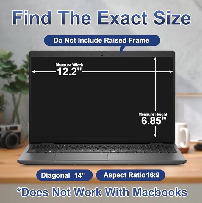 14 Inch Laptop Privacy Screen Filter (16:9), Anti Glare Blue Light Blocking Screen Protector for Windows Notebook, Removable Matte and Glossy Finish Shield for Office Business Travel