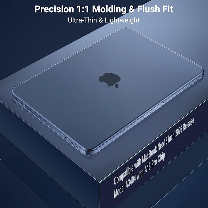 MOSISO Compatible with MacBook Neo Case 13 inch 2026 Release Model A3404 with A18 Pro Chip, 4 in 1 Kit Precision Fit Crack & Scratch Resistant Protective Hard Shell Case Cover, Indigo