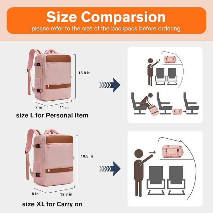 Smart Suitcase-style Laptop Backpack, 25L / 35L Practical Travel Bag for Work, Leisure & Flight, Luggage-Style Commuter Pack (Pink, 25L)