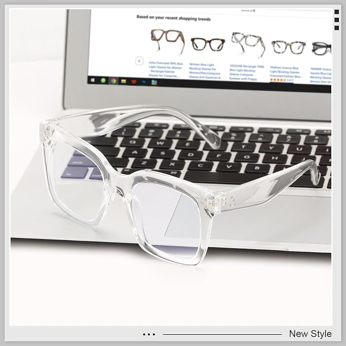Ovresized Blue Light Blocking Glasses for Women Men Square Computer TV Eyeglasses