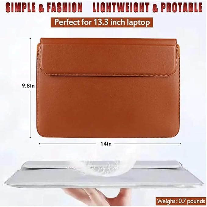 Brown Laptop Sleeve 11-13.3 Inch ONLY MacBook Air 13.3" 13.6" Pro 13.3" A1466 A1932 A2179 A2337 A2681 A3113 Dell XPS 13 HP EliteBook 830 Lenovo Yoga Pro Business, Not for 14-16”