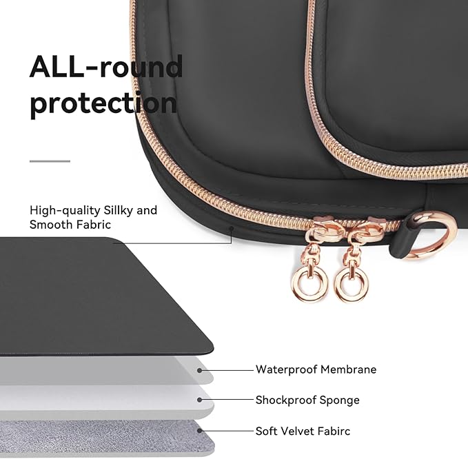 17 17.3 Inch Laptop Case Bag Women Men Compatible with HP OmniBook Envy Omen Pavilion/Dell Inspiron Precision/LG Gram/Yoga ThinkPad, Messenger Carrying Briefcase Computer Bag 18 inch, Black