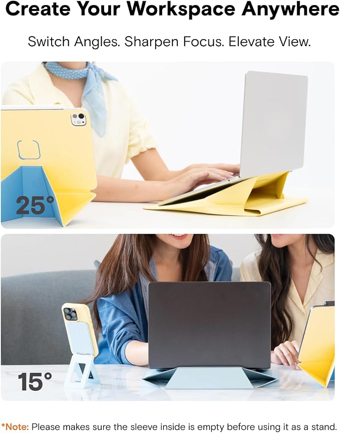 MOFT Laptop Carry Sleeve, 2-in-1 Laptop Bag & Stand for 14" MacBook Air/Pro & Dell/HP/Lenovo/Asus, Stylish Slim Computer Sleeve Bag with Expandable Storage for Computer Accessories, Seafoam