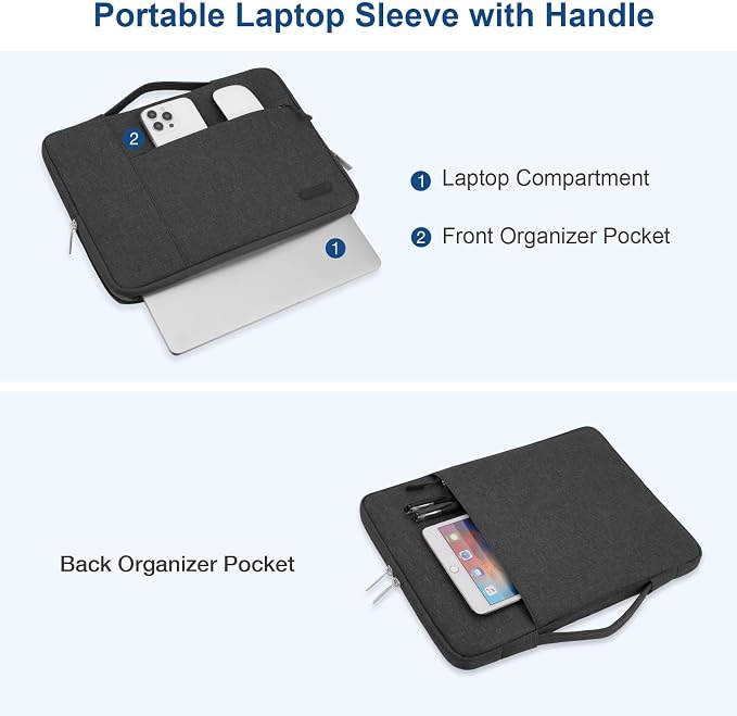 MOSISO Laptop Case 13.3 inch, 13-13.3 inch Laptop Sleeve with Handle Compatible with MacBook Air/Pro 13/Pro 14 M5 M4 M3 M2 M1,HP Dell ASUS Lenovo, Polyester Multifunctional Computer Bag, Charcoal Gray