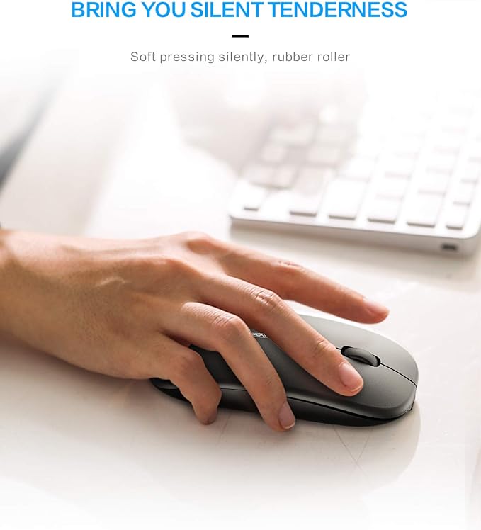 INPHIC Slim Wireless Mouse Rechargeable, Battery Visible, 2.4G Silent Cordless,2400 DPI with USB Receiver, Black