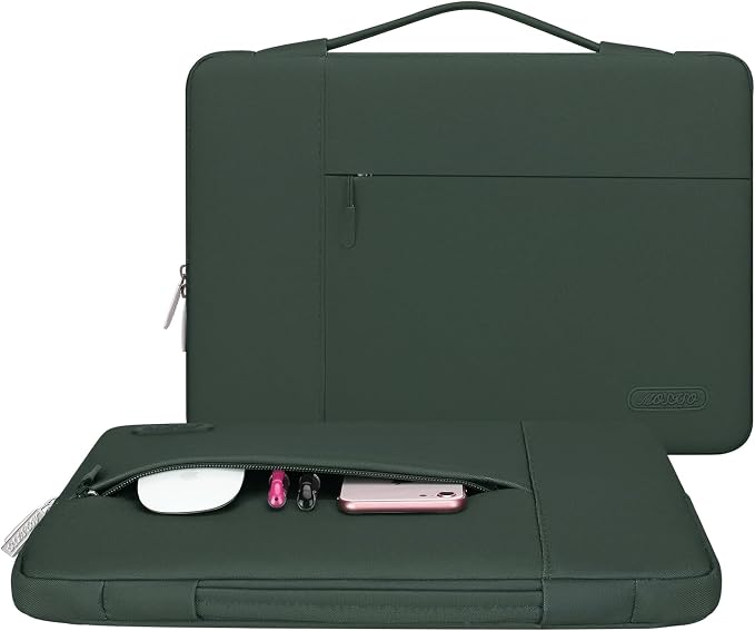 MOSISO Laptop Case 15 inch, Laptop Sleeve with Handle Compatible with MacBook Air 15 inch M5 A3448 M4 A3241 M3 A3114 M2 A2941 2026-2023, Dell XPS, Polyester Multifunctional Computer Bag,Midnight Green