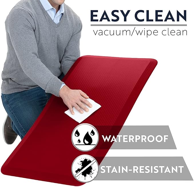 KANGAROO Anti Fatigue Mats for Kitchen Floor, Reduce Foot, Knee, Back Pressure, 3/4 Inch Thick Cushioned Ergonomic Mat, Waterproof Comfort Rug for Under Sinks, Standing Desk, Store Floors, 20x32, Red