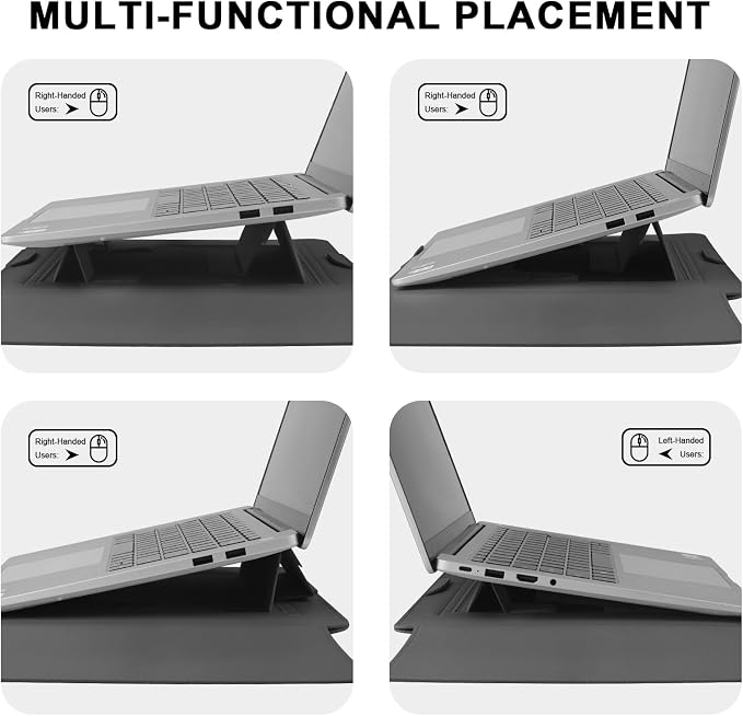 HoYiXi 13.3'' /13.6'' Laptop Sleeve Case PU Leather with Stand Compatible with MacBook Pro 14/MacBook Air 13(M1 M2)/ASUS Vivobook 14/Dell XPS 13/ASUS Matebook,13-14'' Laptop Bag,Gray