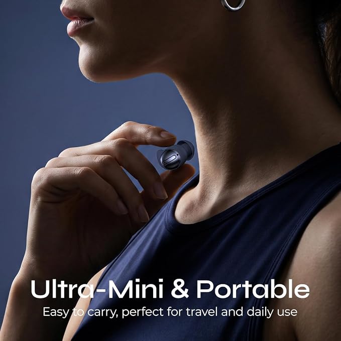 Mini Wireless Earbuds, Active Noise Cancelling with All-Day Comfortable Fit, BT 6.0 HiFi Stereo Sound,Touch Control, Noise Isolation Ear Buds for Running/Working