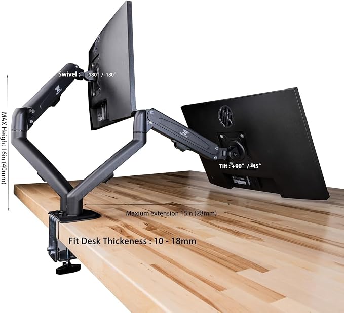 Acer Vero V7 V277 Gbmipx 27" FHD IPS Monitor w/ 4ms Response Time, Anti Glare, VESA Mount (100mm), VGA, HDMI & Black Color (UM.HV7AA.G07) 2 Pack w/DKZ Hub & ErgoFlexy Dual Monitor Mount