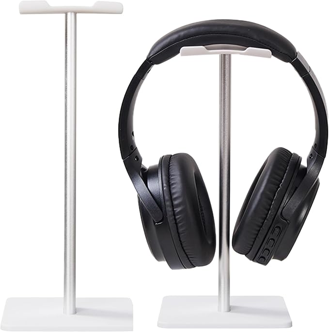 Headphone Stand for Desk - U Shaped Universal Headset Holder with Flexible Headrest, Sturdy Gaming Headphone Holder for Desk, Anti-Slip Base Headset Stand, Compatible with Most Headphones (White)