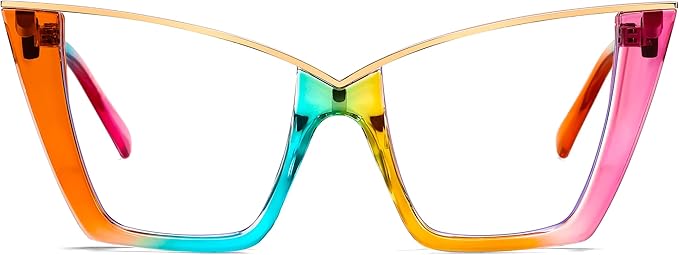 FEISEDY Fashion Cat Eye Blue Light Blocking Glasses for Women Fake Retro Eyeglasses Oversized Stylish Eyewear Frame B0240