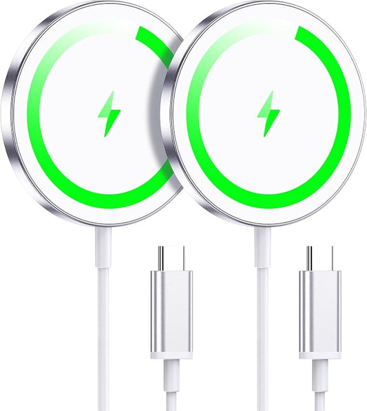 WRVVR for Apple Mag-Safe Charger 2 Pack, Magnetic Wireless Charger for iPhone 17/17 Pro/17 Pro Max/Air/16 15 14 13 12 Pro Max Plus mini,Charging Pad for Airpods Pro 3 2,Strong Magnet, Green