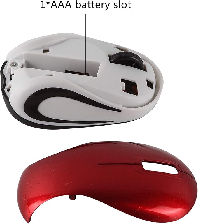 Usbkingdom Mini Small Wireless Mouse for Travel Optical Portable Mini Cordless Mice with USB Receiver for PC Laptop Computer (Red)