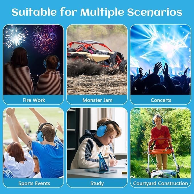 Floriogra 6 Pack Noise Cancelling Headphones for Kids, Kids Ear Protection 28dB SNR Noise Reduction Ear Muffs for Children/Toddler, Noise Cancelling Hearing Protection For Fireworks/Monster Truck