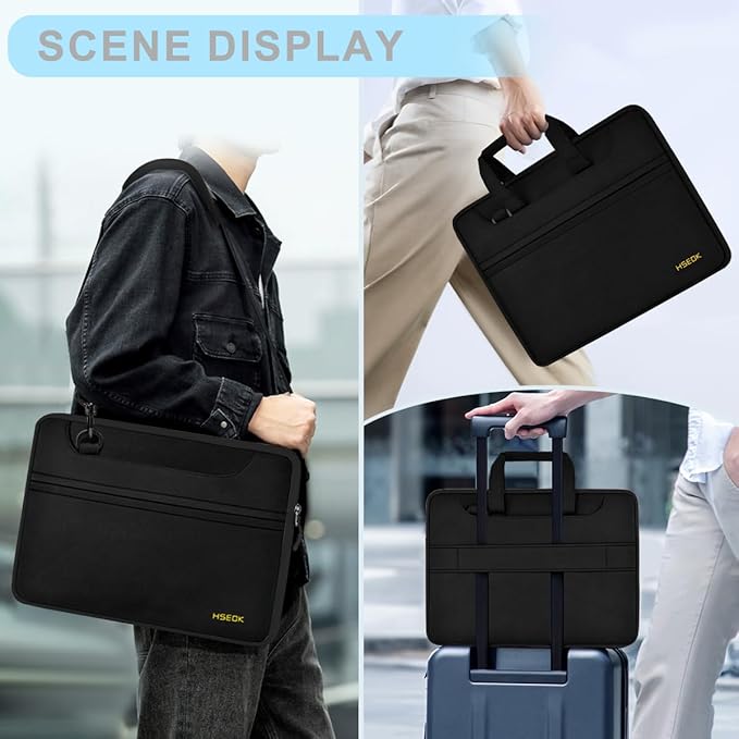 Laptop Case 15 inch Shoulder Bag Compatible with MacBook Air 15 M4 A3241 M3 A3114 M2 A2941 2025 2024 2023, XPS 15, HP Dell ASUS Lenovo and Most 15 inch Notebooks,Black