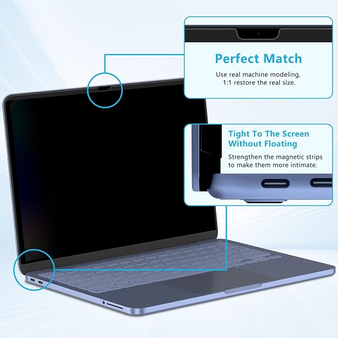 Magnetic Privacy Screen Protector for 2026 MacBook Neo 13-inch A18 Pro, Anti-Spy, Anti-Glare, Blue Light Filtering, Effectively Relieves Eye Strain, Easy to Install, Removable and Reusable for Mac Neo