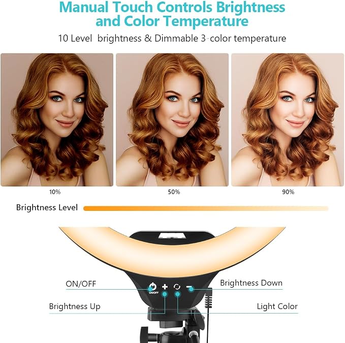 Sensyne 14" Ring Light with Tripod Stand, LED Circle Light with Phone Holder, for Photo Selfie, Video Recording, Zoom Meeting