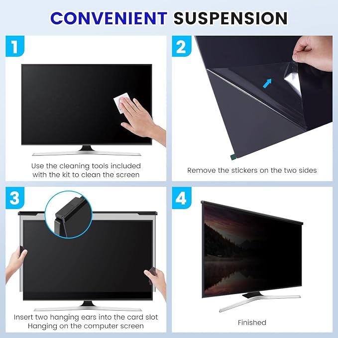 Hanging 27 Inch Computer Privacy Screen Filter, Hanging Computer Screen Privacy Cover, Compatible with, 27 Inch 16:9 Widescreen Monitors, Protect Eyes from Glare and Blue Light