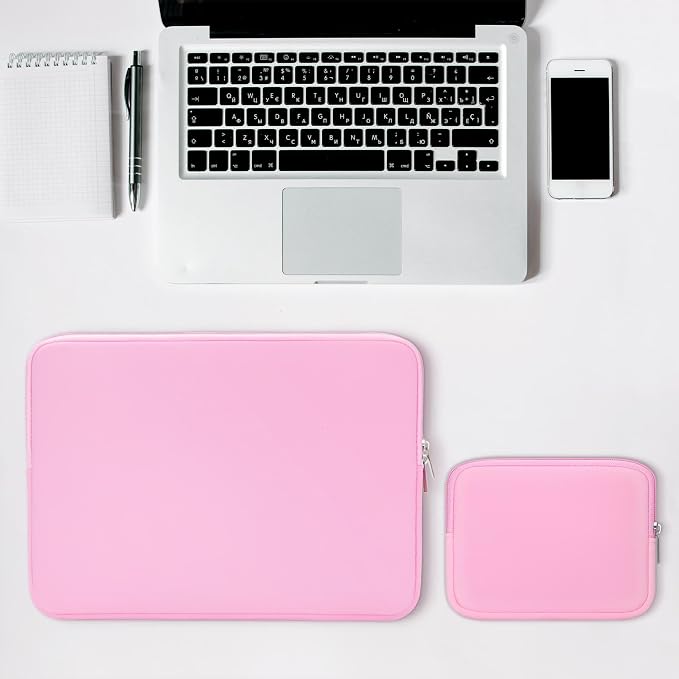 RAINYEAR 11-11.6 Inch Laptop Sleeve Protective Case Soft Cover with Accessories Pouch, Compatible with MacBook Neo A18 11.6" MacBook Air for 11" Notebook Tablet Chromebook (Pink)
