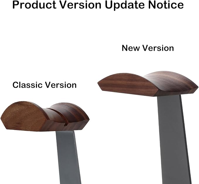 Walnut Headphone Stand, Wooden Headset Stand for Desk, Wood Gaming Headphone Holder with Storage Base for Airpod max, Bose, Razer, Sennheiser, Jabra, JBL, AKG, Vintage Gift for Men, Grey