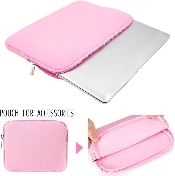 RAINYEAR 13 Inch Laptop Sleeve Case with Accessories Pouch, Compatible with 13.3" MacBook Air/Pro M1 M2 M3 M4 M5 A3449 A3240 A3113 A2681 A2338 (Pink)