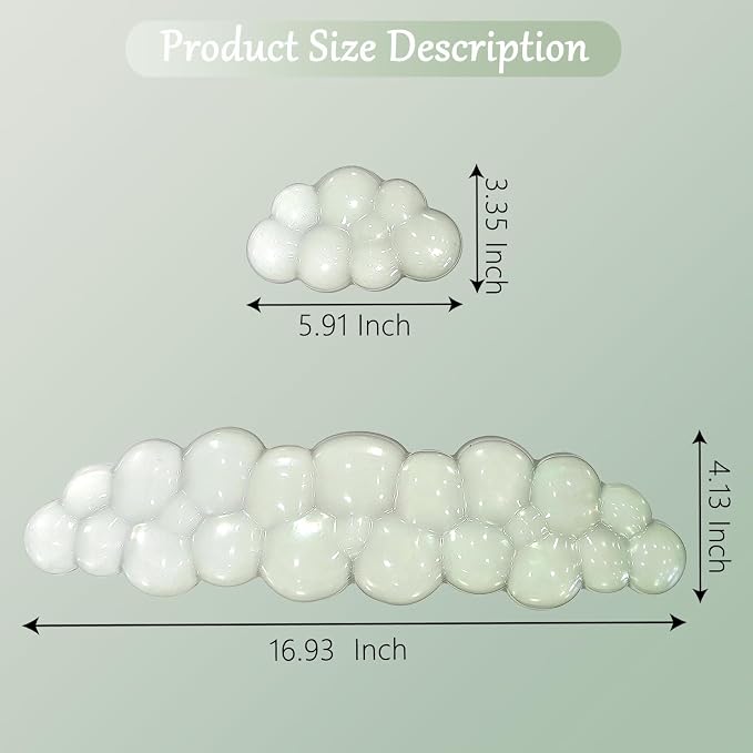 Gel Cloud Wrist Rest for Keyboard and Mouse Gradient Green Clear Keyboard Wrist Rest Transparent Ergonomic Cute Mouse Wrist Pad Silicone Non-Slip Wrist Pad for Computer Gaming Laptop Home Office