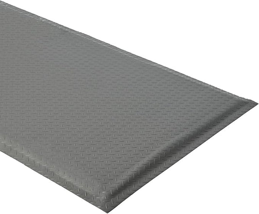 2 x 6 FT Anti Fatigue Mats Industrial 15/16 Inch Thick Soft Sponge Ergonomic Mat Durable Heavy Duty Diamond Plate for Standing Non Slip Industrial Grade Floor Mat for Leg & Back Pain (Gray)