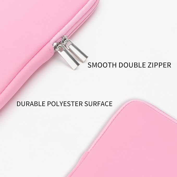 RAINYEAR 14 Inch Laptop Sleeve Case Protective Soft Padded Zipper Cover Carrying Computer Bag with Accessories Pouch, Compatible with 14" Notebook Tablet Chromebook (Pink)