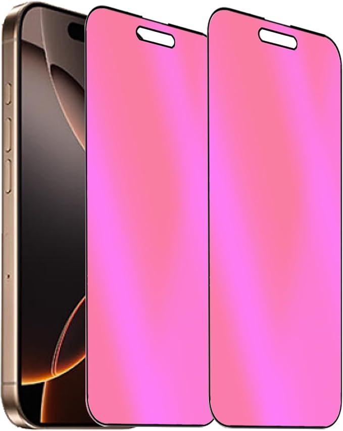 2 Pack Anti-Blue Privacy Tempered Glass for iPhone 16 Pro/iPhone 17 Anti-Spy Screen Protector Film Electroplated Gradient Colorful 6.3 inch