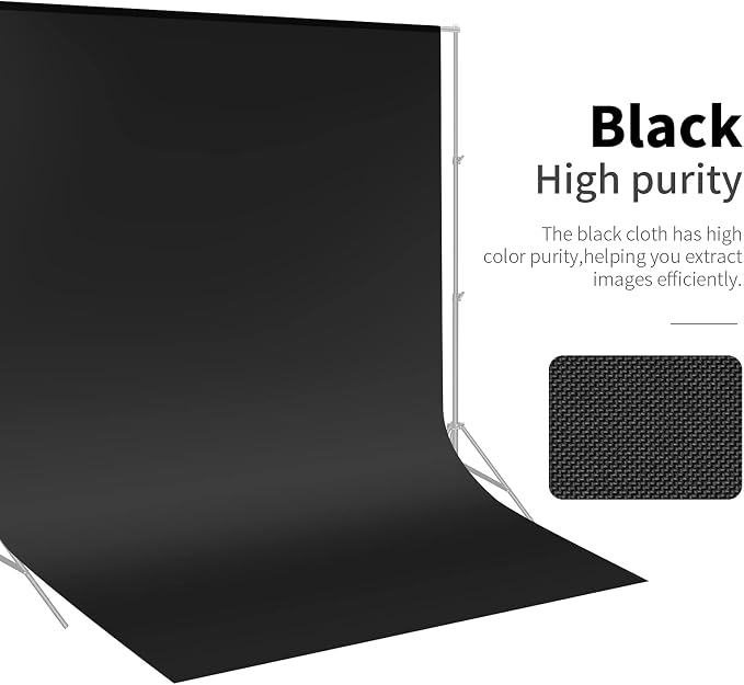 NEEWER 10 x 12FT / 3 x 3.6M PRO Photo Studio Premium Polyester Collapsible Backdrop Background for Photography, Video and Television (Backdrop ONLY) - Black