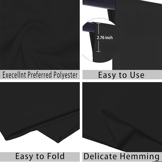 Black Photo Backdrop for Photoshoot Black Background for Photography Photo Backdrop Curtain for Party 6 x 9 FT
