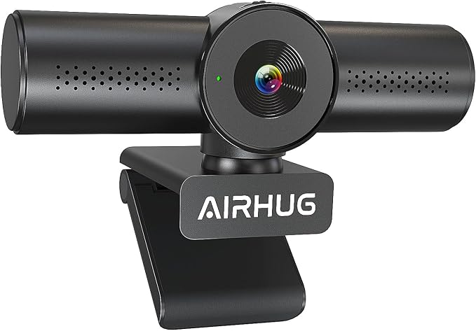 AIRHUG 4K 30fps Webcam - Sony 16MP Sensor, PDAF Autofocus, Auto Light Correction, Dual Omnidirectional Mics, 63° Focused View for Streaming Camera, Built-in Privacy Cover, Plug & Play for Windows/Mac