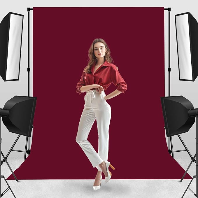 Photo Backdrop Wine Red Background Cloth Professional Photography 10x10ft Seamless Design to Eliminate Wrinkles Wedding Luxury Theme Decoration Art Exhibition Gallery Display
