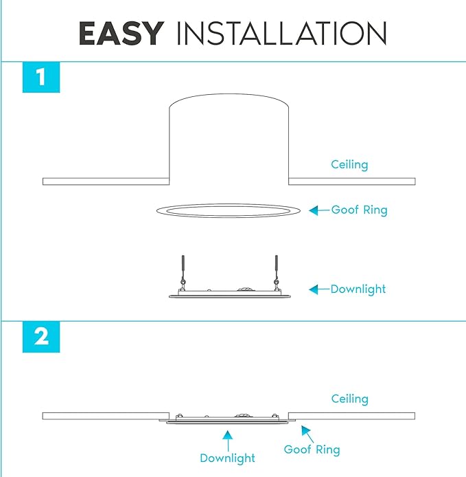 Luxrite 4 Pack White Goof Trim Ring for 5/6 Inch Recessed Lights and Ceiling Light Fixtures, Outer Diameter 8 Inches, Inner Diameter 6.14 Inches, Metal Construction, Cover Damaged or Messy Ceilings