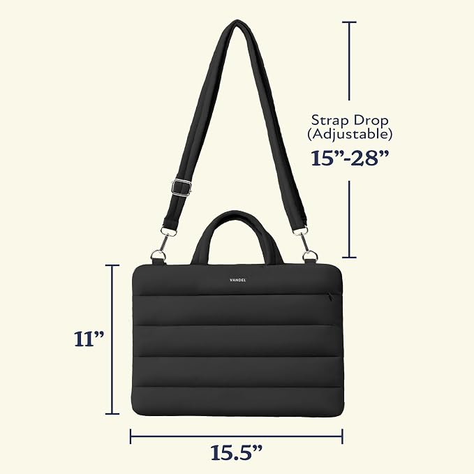 Vandel 15-16 inch Laptop Carrying Case Sleeve with Strap, Shoulder Bag with Handle, 16 in Laptop Computer Bag for Women, MacBook Air 15 Inch Carrying Case, MacBook Pro 16, 15.6 in HP, Dell Messenger