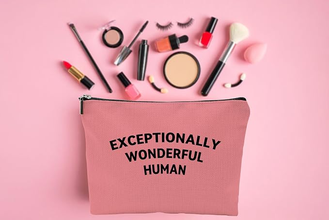 ZUYUROU Inspirational Makeup Bag Exceptionally Wonderful Human Cosmetic Pouch for Travel and Purse Organization Canvas Zipper Case Pink