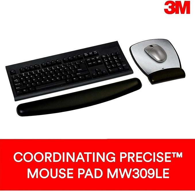 3M WR309LE Gel Wrist Rest for Keyboard Leatherette, Black