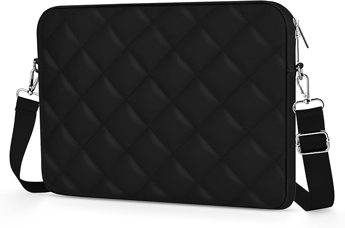 Puffy Quilted Laptop Sleeve with a Removable Shoulder Strap Compatible with MacBook Air/Pro, 13-13.3 inch Notebook, Compatible with MacBook Pro 14 inch M3 M2 M1 Chip 2023-2021