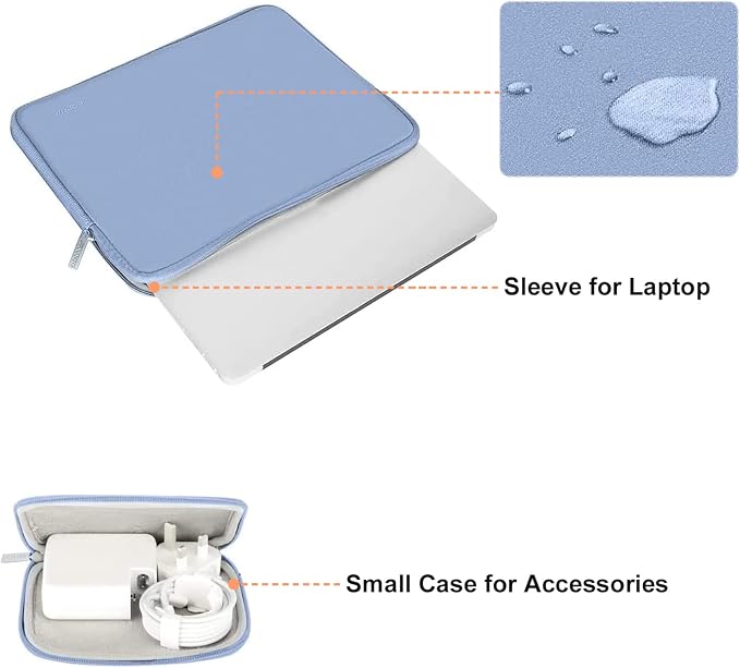 MOSISO Laptop Case 15 inch, 15 inch Laptop Sleeve Bag Compatible with MacBook Air M5 A3448 M4 A3241 M3 A3114 M2 A2941 2026-2023, Dell XPS, Neoprene Computer Sleeve Bag with Small Case, Serenity Blue