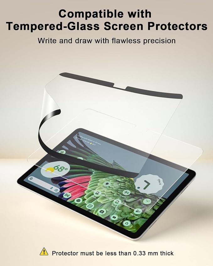 PYS Magnetic Paper-Feel Screen Protector for Google Pixel Tablet 11 Inch (2023), Detachable and Reusable, Draw and Write Like on Paper, Case Friendly, Anti-Glare Matte Finish